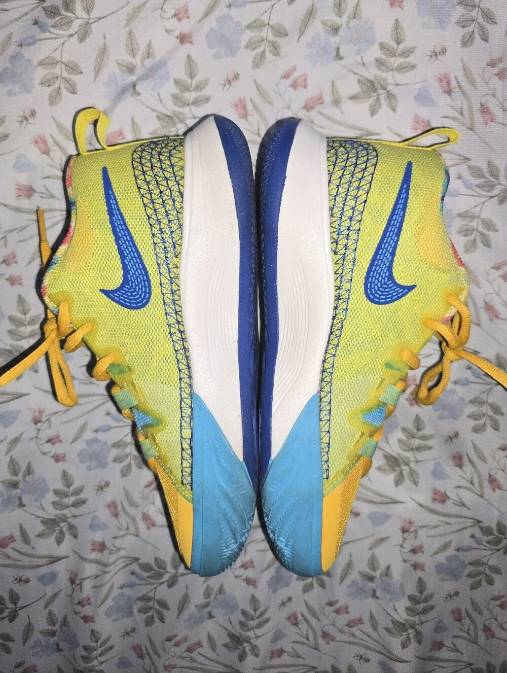 Nike Kids Yellow and Purple Patterned Sneakers